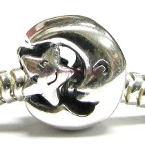 Sterling silver Happy smily Moon Star Love Bead for European Story Charm Bracelets
