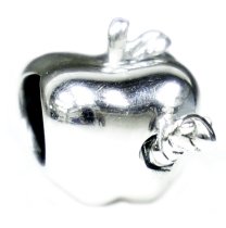 Sterling silver Apple Worm Leaf Bead for European Story Charm Bracelets