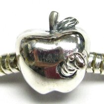 Sterling silver Apple Worm Leaf Bead for European Story Charm Bracelets