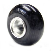 Sterling Silver ROUND Black CAT EYE Bead for European Story Charm Bracelets Single Core