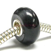 Sterling Silver ROUND Black CAT EYE Bead for European Story Charm Bracelets Single Core
