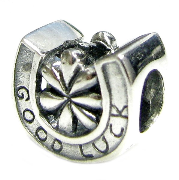 Sterling silver Good Luck Horseshoe Flower Bead for European Story Charm Bracelets