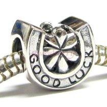 Sterling silver Good Luck Horseshoe Flower Bead for European Story Charm Bracelets