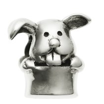 Sterling silver Rabbit Bunny Magic Hat Bead for European Story Charm Bracelets