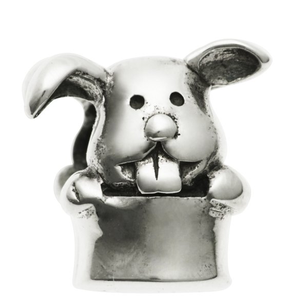 Sterling silver Rabbit Bunny Magic Hat Bead for European Story Charm Bracelets