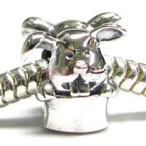 Sterling silver Rabbit Bunny Magic Hat Bead for European Story Charm Bracelets
