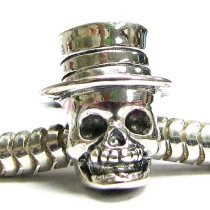 Sterling Silver Hat Skull Skeleton Bead for Pandora Troll Biagi Chamilia European Charm Bracelets