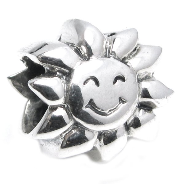Sterling silver Smily Sun Sunflower Bead for European Charm Bracelets