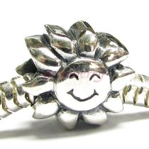 Sterling silver Smily Sun Sunflower Bead for European Charm Bracelets