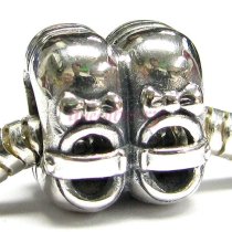 Sterling silver Cute Lovely Baby Girl Shoes Ribbon Bow Bead for European Charm Bracelets