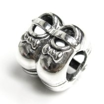 Sterling silver Cute Lovely Baby Girl Shoes Ribbon Bow Bead for European Charm Bracelets