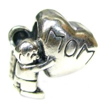Sterling silver Child Love Mom Heart Bead for European Charm Bracelets