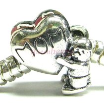Sterling silver Child Love Mom Heart Bead for European Charm Bracelets