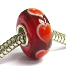 Valentines Sterling Silver Forever Love RED HEART Murano Glass Bead Compatible with Pandora European Charm Bracelets 12.5mm Single Core