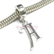 1x Sterling Silver Letter Initial A Dangle Bead for European Charm Bracelets