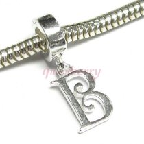 1x Sterling Silver Letter Initial B Dangle Bead for European Charm Bracelets