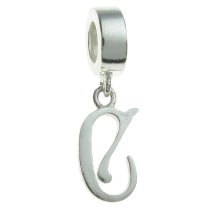 1x Sterling Silver Letter Initial C Dangle Bead for European Charm Bracelets