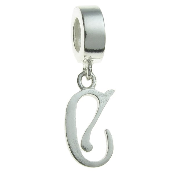 1x Sterling Silver Letter Initial C Dangle Bead for European Charm Bracelets
