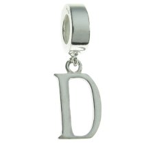 1x Sterling Silver Letter Initial D Dangle Bead for European Charm Bracelets