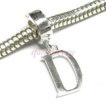 1x Sterling Silver Letter Initial D Dangle Bead for European Charm Bracelets