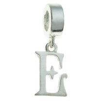 1x Sterling Silver Letter Initial E Dangle Bead for European Charm Bracelets