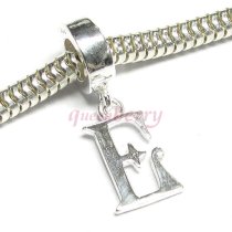 1x Sterling Silver Letter Initial E Dangle Bead for European Charm Bracelets