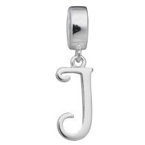 1x Sterling Silver Letter Initial J Dangle Bead for European Charm Bracelets