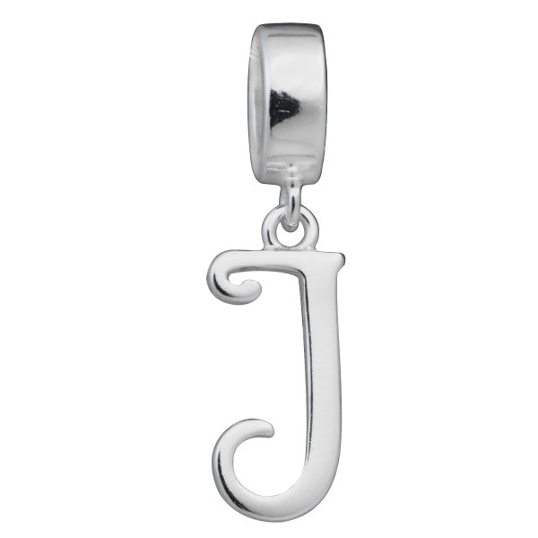 1x Sterling Silver Letter Initial J Dangle Bead for European Charm Bracelets