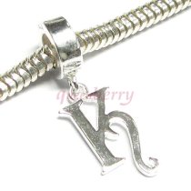 1x Sterling Silver Letter Initial K Dangle Bead for European Charm Bracelets
