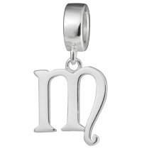 1x Sterling Silver Letter Initial M Dangle Bead for European Charm Bracelets