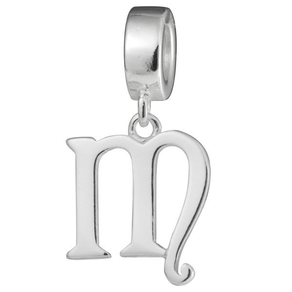 1x Sterling Silver Letter Initial M Dangle Bead for European Charm Bracelets