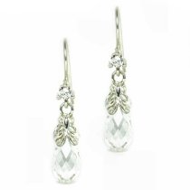 Sterling Silver Swarovski Crystal BRIOLETTE CZ Clear Butterfly Dangle Earrings