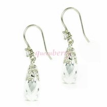 Sterling Silver Swarovski Crystal BRIOLETTE CZ Clear Butterfly Dangle Earrings