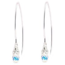 Sterling Silver Swarovski Crystal BRIOLETTE Clear AB Butterfly Dangle Earrings