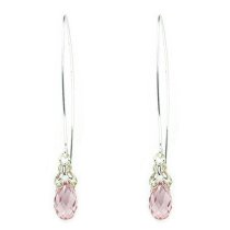 Sterling Silver Swarovski Crystal BRIOLETTE Clear Pink Rose Butterfly Dangle Earrings