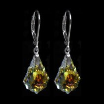 Sensational Swarovski Crystal Clear AB Sterling Silver Leverback Dangle Earrings