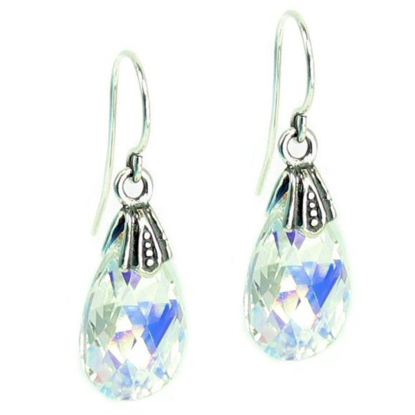 Swarovski Crystal Clear AB Teardrop French hook Dangle Earrings