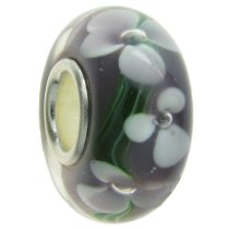 Sterling Silver Amethyst Murano FLOWER Glass Bead for European Charm Bracelets 12.5mm