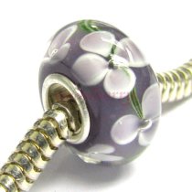 Sterling Silver Amethyst Murano FLOWER Glass Bead for European Charm Bracelets 12.5mm