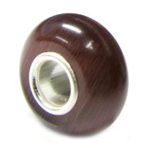 Sterling Silver ROUND Dark Purple CAT EYE Bead for European Charm Bracelets