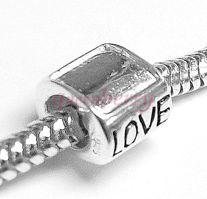 Sterling Silver LOVE BLOCK Bead for European Charm Bracelets