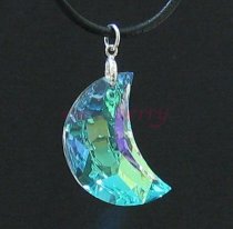 New Moon Pendant: Clear AB-Coated Swarovski Crystal