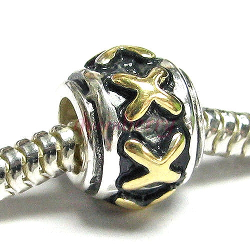 14K Gold plated Sterling Silver Love Hug Bead for European Charm Bracelets