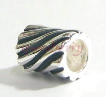 Antique Sterling Silver TWIST STRIPE Bead 10mm for European Charm Bracelets
