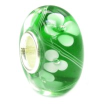 Sterling Silver Green Murano FLOWER Glass Bead for European Charm Bracelets 12.5mm