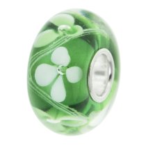 Sterling Silver Green Murano FLOWER Glass Bead for European Charm Bracelets 12.5mm
