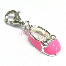 STERLING SILVER Pink Lady Shoe Dangle CHARM Pendant for European Style Clip on Charm