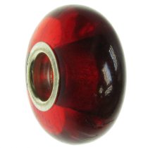 Sterling Silver Red Natural Baltic Amber Round Bead for European Charm Bracelets