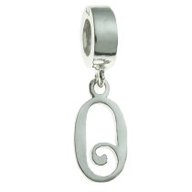 Sterling Silver Letter Initial O Dangle Bead for European Charm Bracelets