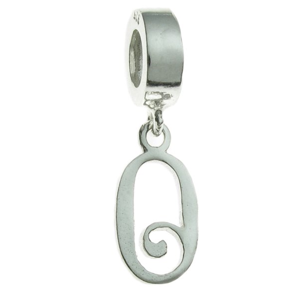Sterling Silver Letter Initial O Dangle Bead for European Charm Bracelets